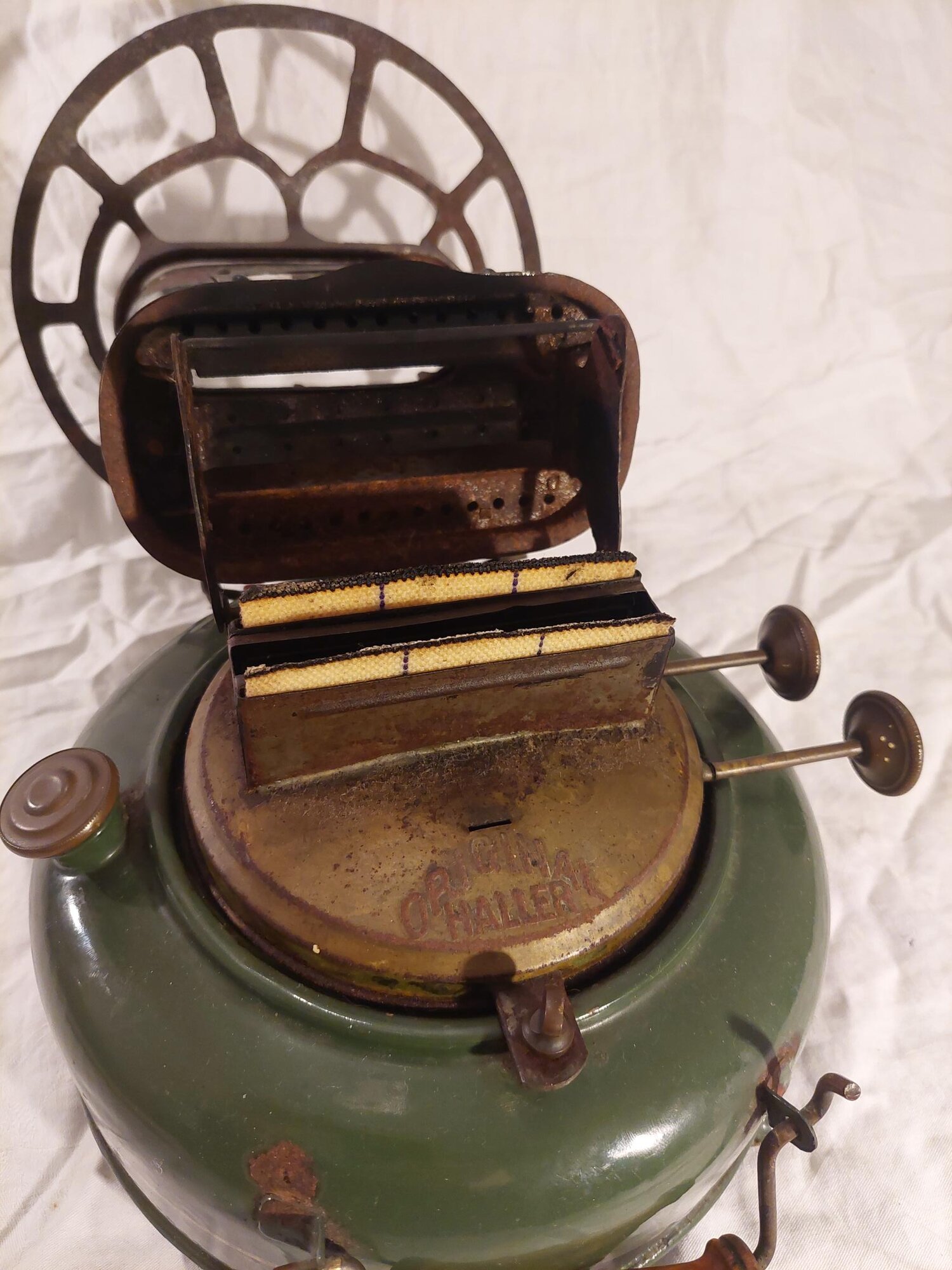 Poêle à Pétrole Vintage Haller 1 Mèche, émail Crème, Avec Four, Camping, Made In Netherlands (occasion)